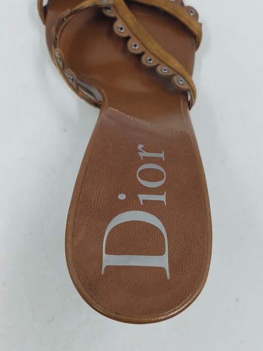 Authentic DIOR Brown Grommet Sandal W 9 image number 8