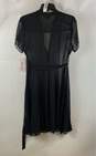 NWT Nanette Lepore Womens Black Swiss Dot Belted Jacquard Sheer Shirt Dress Sz 8 image number 2
