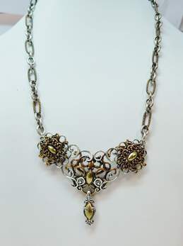 Carolyn Pollack 925 Bronze & Brass Ornate Scroll Magnetic Clasp Necklace 60.4g