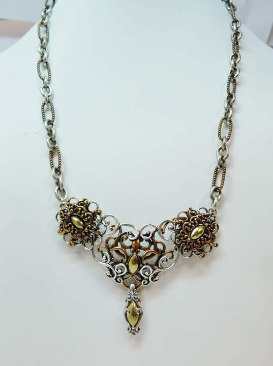 Carolyn Pollack 925 Bronze & Brass Ornate Scroll Magnetic Clasp Necklace 60.4g image number 1