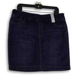 NWT Womens Blue Denim Medium Wash Elastic Waist Pull-On Mini Skirt Size 2