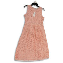 NWT Womens Pink Floral Lace Overlay Sleeveless Pleated A-Line Dress Size L alternative image