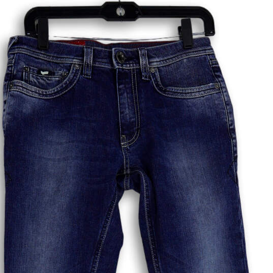 Mens Blue Denim Medium Wash Five Pocket Design Straight Jeans Size 30x34 image number 3
