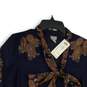 NWT Chico's Womens Blue Paisley Long Bell Sleeve Tie Neck Blouse Top Size 4/6 image number 3