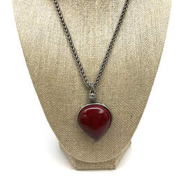 Designer Lucky Brand Silver-Tone Fox Tail Chain Red Stone Pendant Necklace