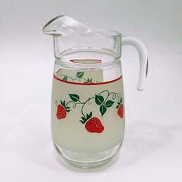 VNTG 1983 Teleflora Brand Strawberry Frosted Pitcher and Drinking Glasses (7) alternative image