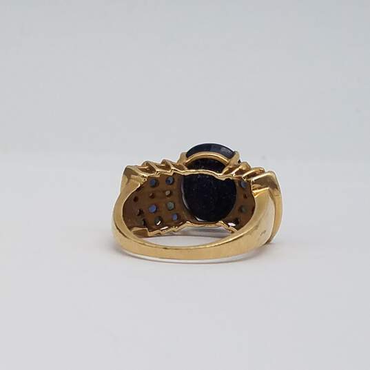 10k Gold Diamond Synthesis Sapphire Size 6.5 Ring 5.7g image number 6