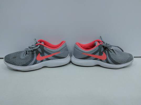 Nike Girls' Gray/Pink Running Shoes Size 4Y image number 3