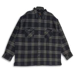 St. John's Bay Mens Gray Plaid Long Sleeve Pointed Collar Button-Up Shirt Sz XXL