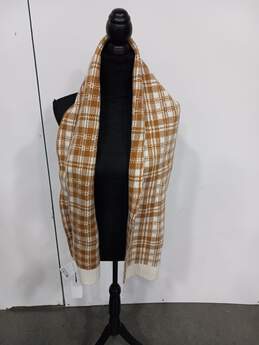 Timberland women's Brown/White Plaid Knit Scarf NWT