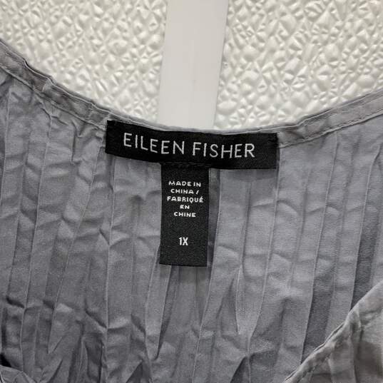 Eileen Fisher Womens Blue Gray Ruffle Round Neck Sleeveless A-Line Dress Size 1X image number 3