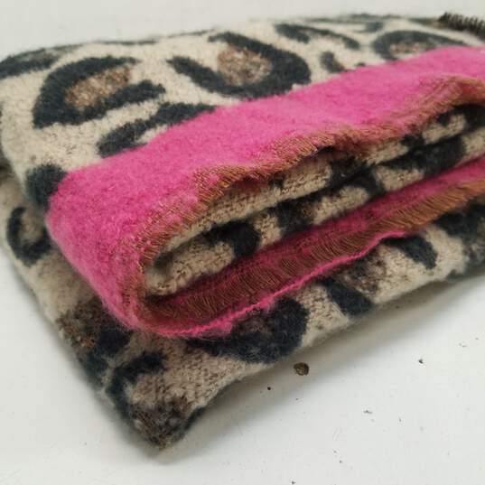 Juicy Couture Leopard Print Scarf Pink Brown One Size image number 5