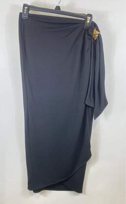 Donna Karan Womens Black Asymmetrical Hem Elastic Waist Maxi Skirt Size Small