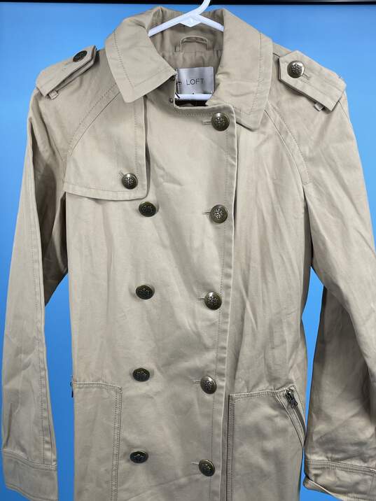Ann Taylor Loft Womens Beige Double Breasted Trench Coat Size S T-0542973-B image number 2