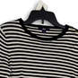 NWT Womens Black White Striped Shoulder Button Pullover Sweater Size Small image number 3