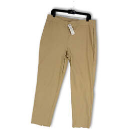 NWT Womens Tan Flat Front Elastic Waist Tapered Leg Ankle Pants Size 14