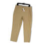 NWT Womens Tan Flat Front Elastic Waist Tapered Leg Ankle Pants Size 14 image number 1