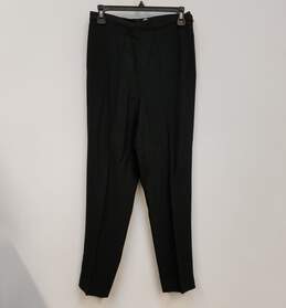 Womens Black Pockets Flat Front Straight Leg Formal Dress Pants Size Large