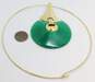 Vintage Crown Trifari Gold Tone MCM Green Bakelite Disc Pendant Collar Necklace image number 6