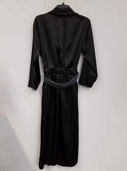 Womens Black Long Sleeve Wrap Waist Belted Sleepwear Robe Size XS alternative image