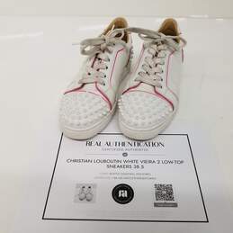 Christian Louboutin White Pink Viera 2 Low Top Sneakers Women's Size 8