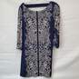 Laundry by Shelli Segal Navy and White V-Back Sleeve Dress Size Small image number 1