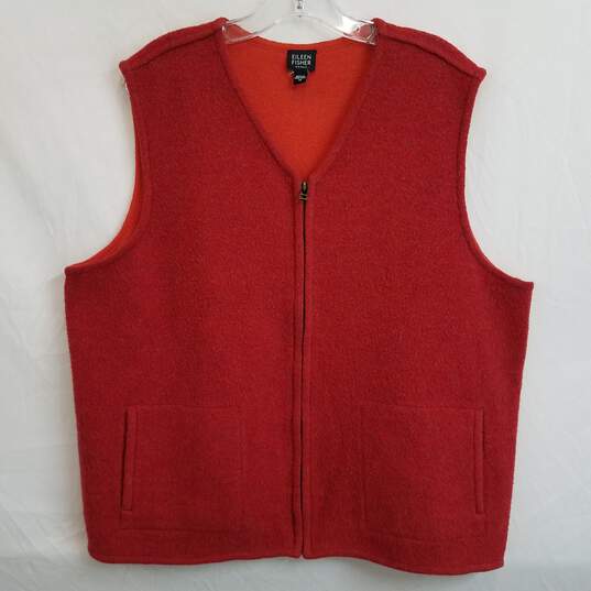 Eileen Fisher Woman orange melange zip front wool blend vest 1X plus image number 1