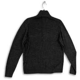 Mens Black 1/4 Zip Long Sleeve Ribbed Hem Pullover Sweater Size Medium alternative image
