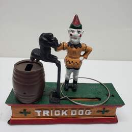Vintage Metal Coin Bank with Clown and Trick Dog alternative image