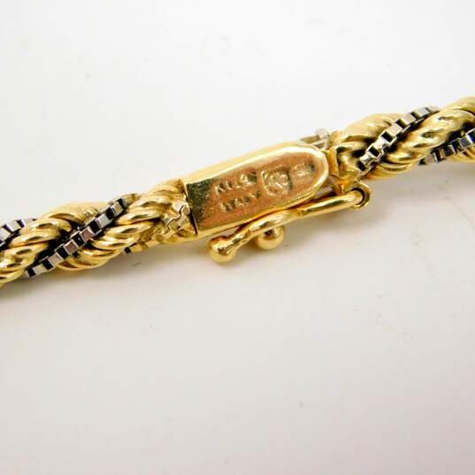 Fancy 14k Two Tone Gold Twisted Rope Chain Bracelet 10.4g image number 4