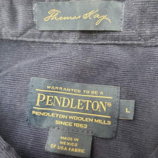 Pendleton Thomas Kay Blue Plaid Button-Up LS Shirt Men's L image number 3