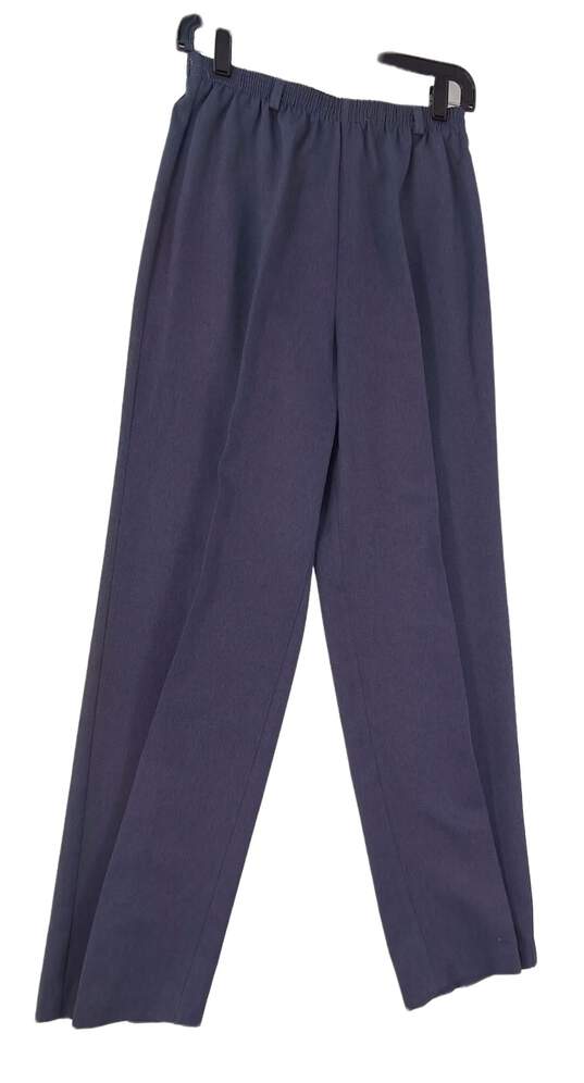 Vintage Womens Blue Elastic Waist Straight Leg Dress Pants Size 14 image number 1