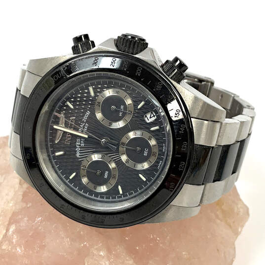 Designer Invicta Chronograph Black Round Dial Chain Strap Analog Wristwatch image number 1