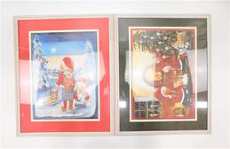 Pair Of Marianne Welander Folk Art Winter Holiday Christmas Seasonal Art Prints