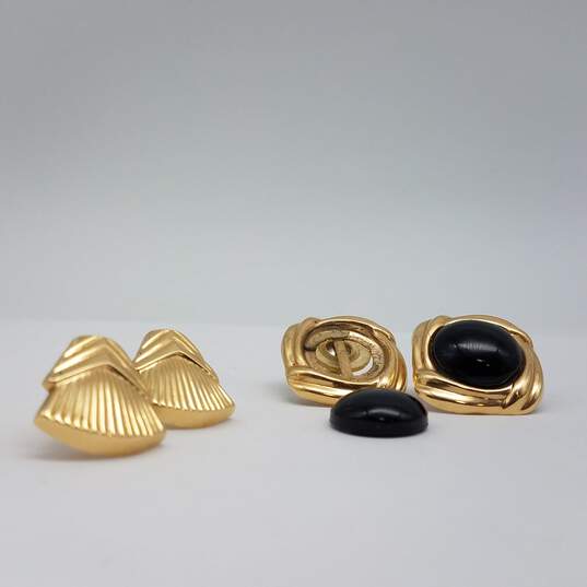 14k Gold Black Gemstone Post Earring 2pcs 8.0g image number 10