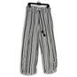 NWT Womens Black White Striped High Rise Wide Leg Pull-On Ankle Pants Size M image number 1