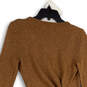 Womens Brown Tight-Knit Long Sleeve Tie Waist Wrap Sweater Size XS image number 4