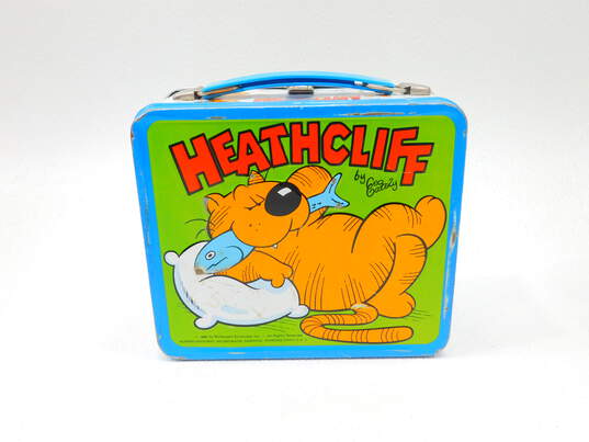 Vintage 1982 Aladdin Heathcliff Metal Lunchbox With Thermos image number 2