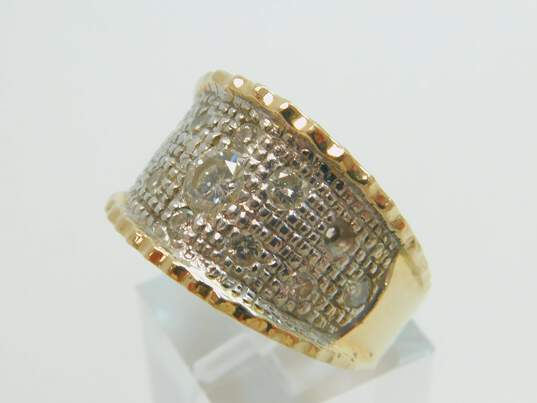 14K Yellow Gold 0.77 CTTW Round Diamond Pave Tapered Ring 10.1g image number 2