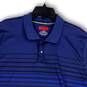 Mens Blue Striped Long Sleeve Stretch Collared Golf Polo Shirt Size XL image number 3