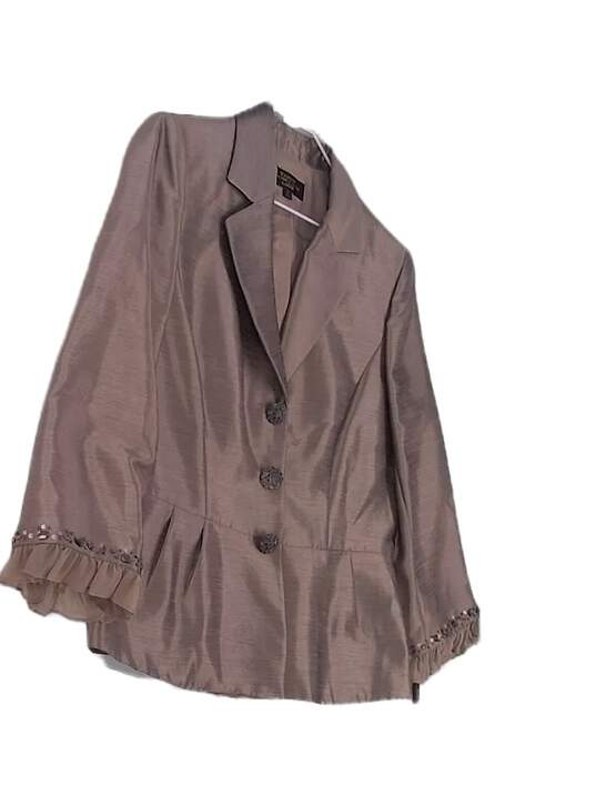 NWT Womens Gray Long Sleeve Collared 3 Button Blazer Size 12 image number 3