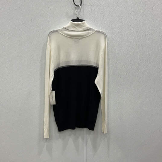 NWT Womens Black White Colorblock Turtleneck Knitted Pullover Sweater Sz XL image number 2