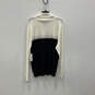 NWT Womens Black White Colorblock Turtleneck Knitted Pullover Sweater Sz XL image number 2