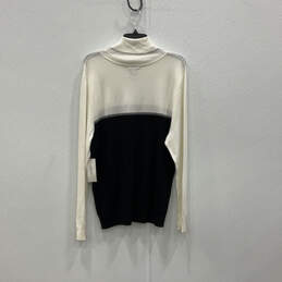 NWT Womens Black White Colorblock Turtleneck Knitted Pullover Sweater Sz XL alternative image