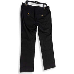 Womens Black Flat Front Slash Pockets Straight Leg Trouser Pants Size 14 alternative image