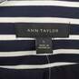 Ann Taylor Navy Blue & White Stripe Lined Full Zip Top WM Size L NWT image number 3