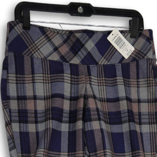 NWT Womens Blue Gray Plaid Pixie Knitted Pull-On Ankle Pant Size 00 image number 4