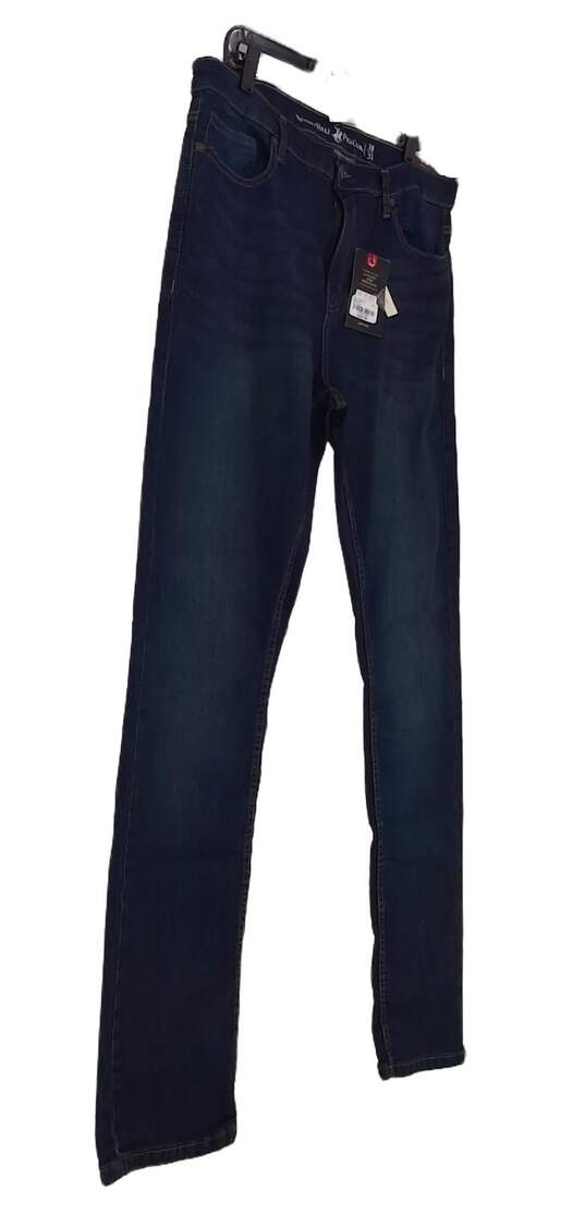 NWT Mens Blue Regular Fit Dark Wash Pockets Straight Jeans Size 38/32 image number 3