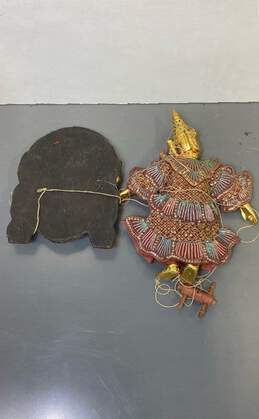 Lot of 2 Vintage Thai Marionette and Hanging Mask Wall Art Sculpture alternative image