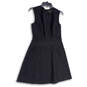 Womens Black Round Neck Back Zip Sleeveless Short Fit & Flare Dress Size 4 image number 1